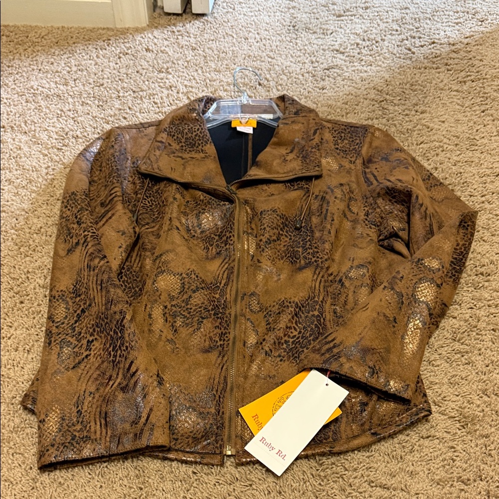 Ruby Rd. Tan Snake Print jacket - Picture 2 of 4
